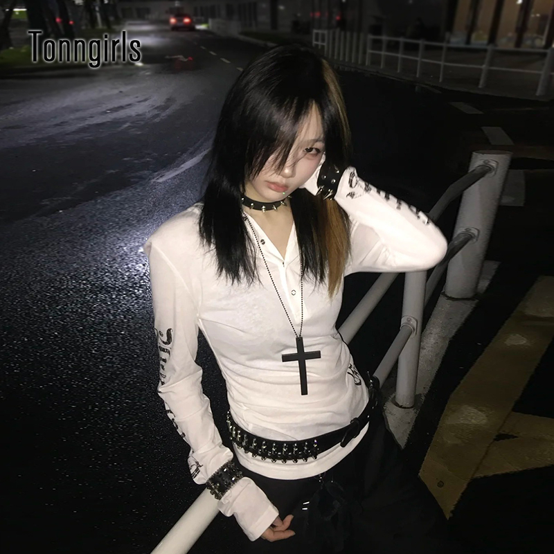 Streetwear Brand Y2K - Tonngirls Y2k Vintage T Shirt Women