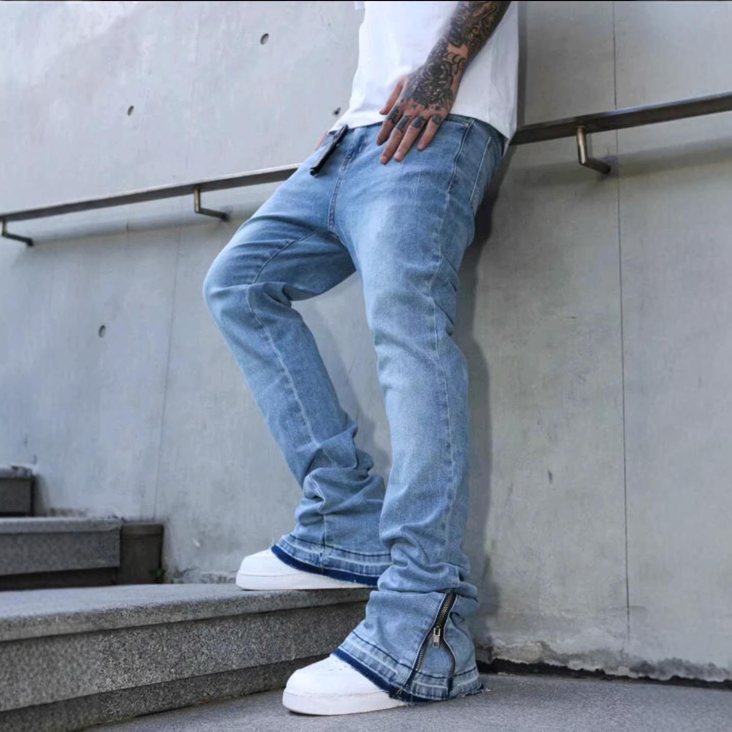 Gallery Dept Flare - Mens Washed Light Blue Jeans Loose