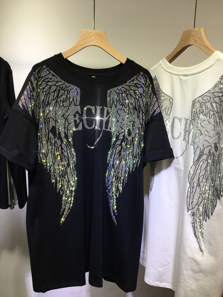 L-4XL Oversize Rhinestone Ange - огляд і ціна Streetwear Brand Shirts