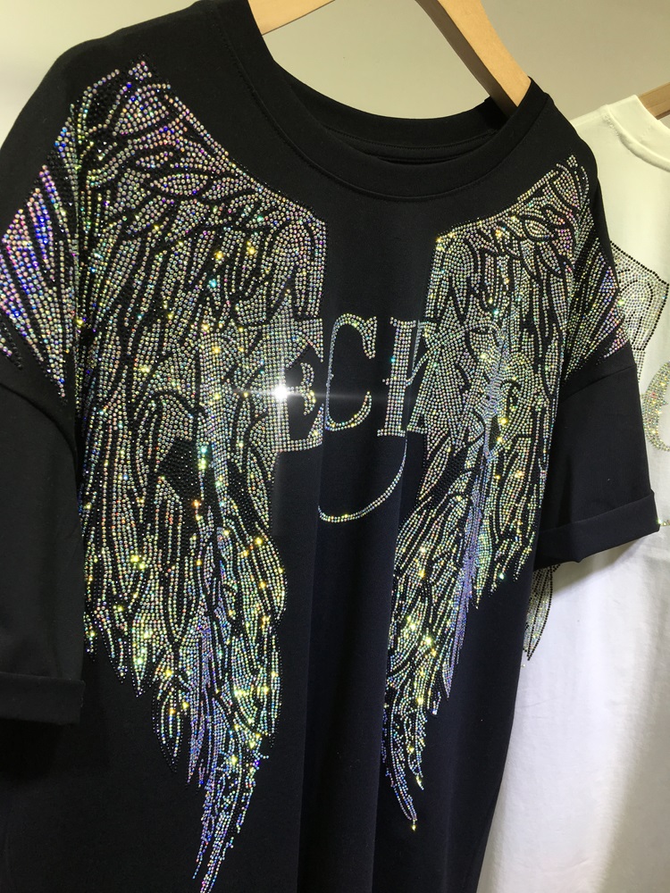 L-4XL Oversize Rhinestone Ange - огляд і ціна Streetwear Brand Shirts